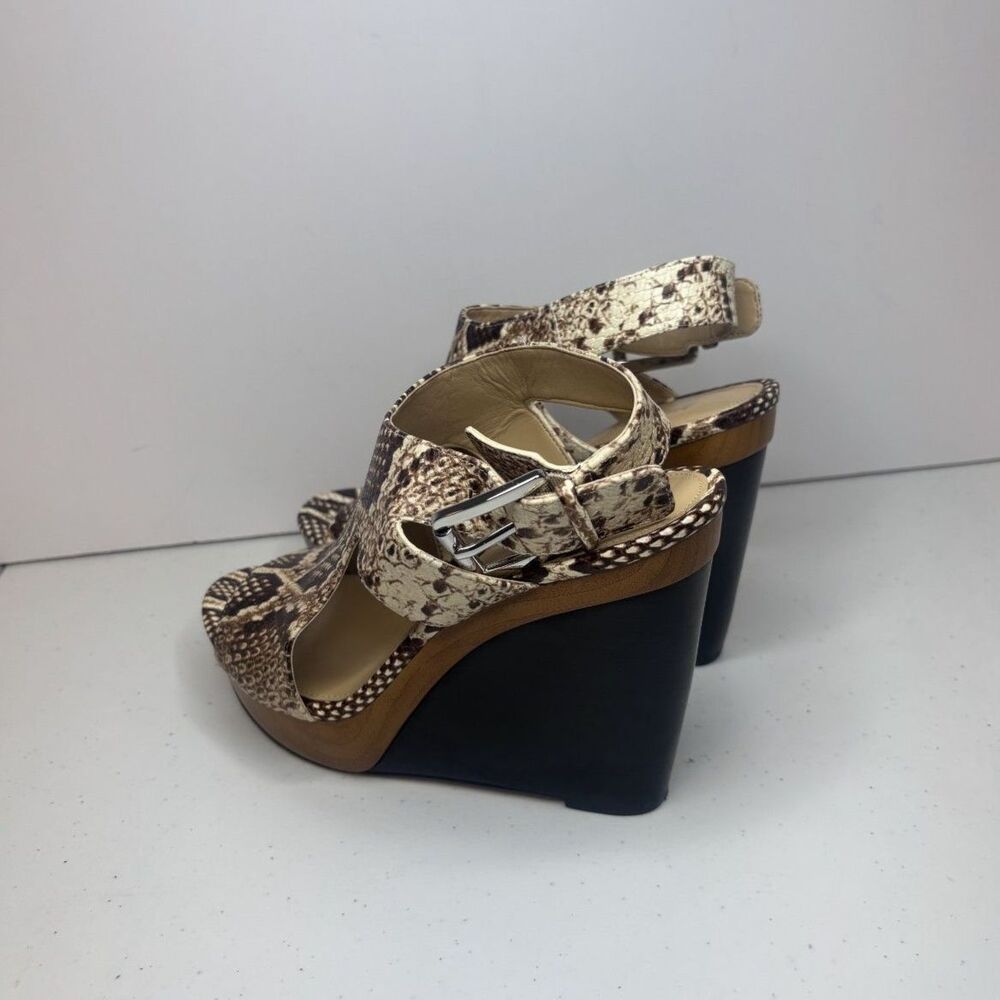 Michael Kors Snake Print Leather Wedge Heeled Sandals Designer Womens Like New - Picture 6 of 13